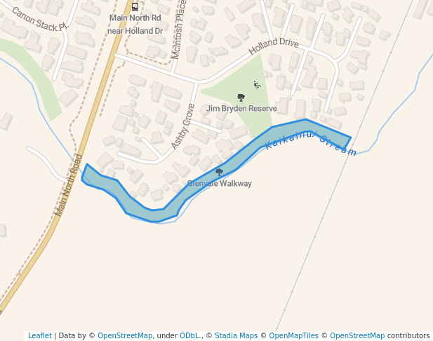 walking in Glenvale Walkway map in Kaiapoi