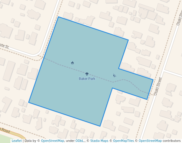 walking in Baker Park map in Kaiapoi