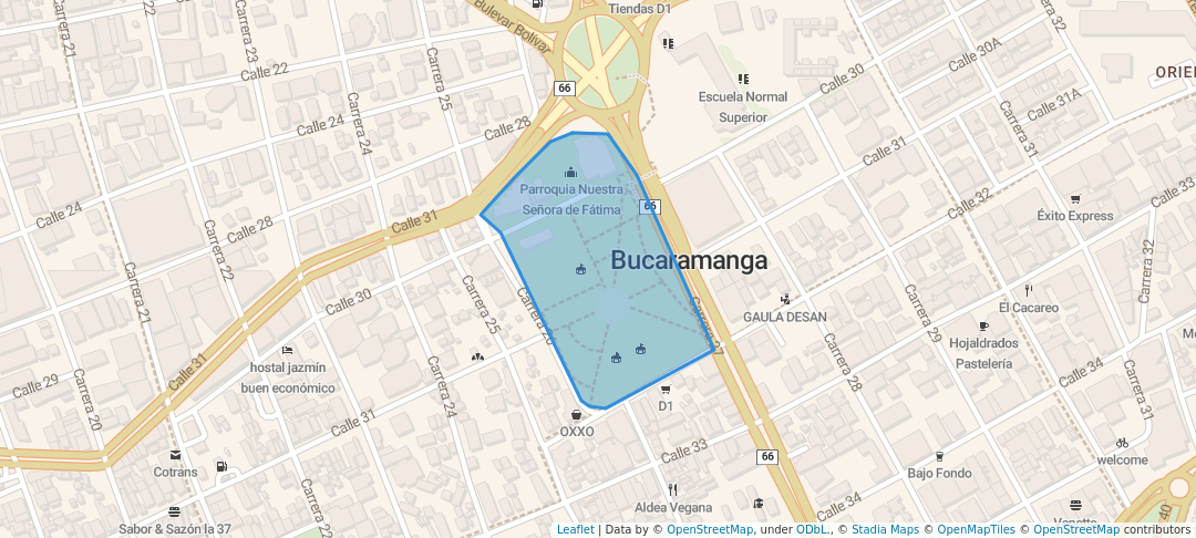 walking in Parque de los Niños map in Bucaramanga