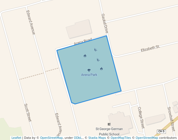 walking in Arena Park map in Brant