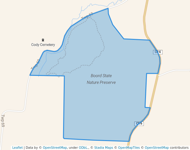 walking in Boord State Nature Preserve map in Cutler