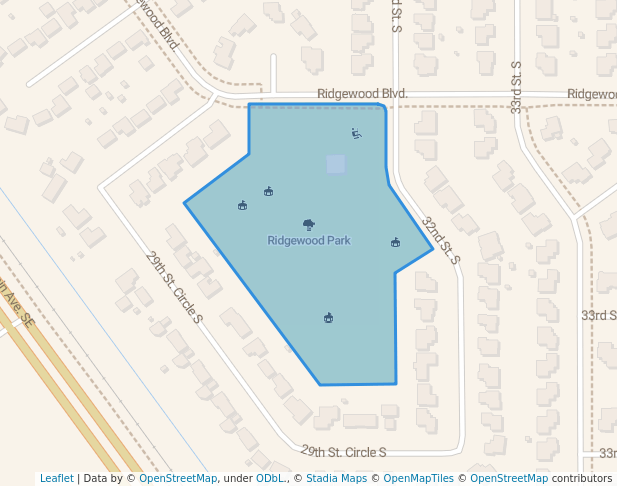 Ridgewood Park in Moorhead | Map and Routes