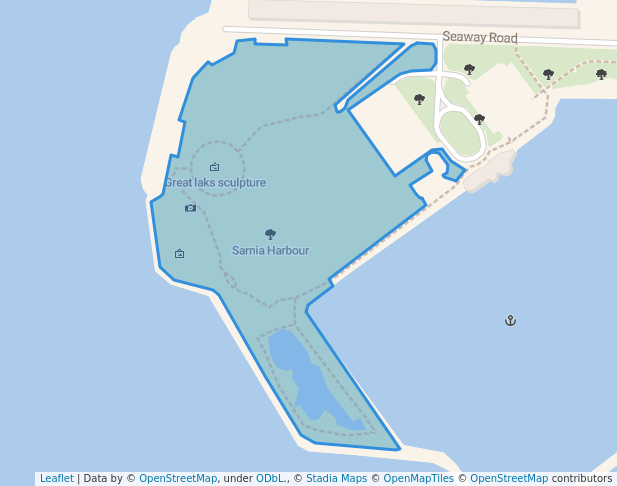 walking in Sarnia Harbour map in Sarnia