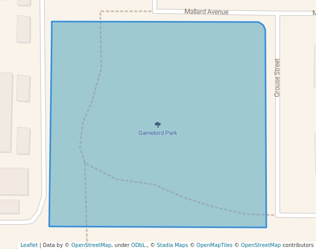 walking in Gamebird Park map in Springfield