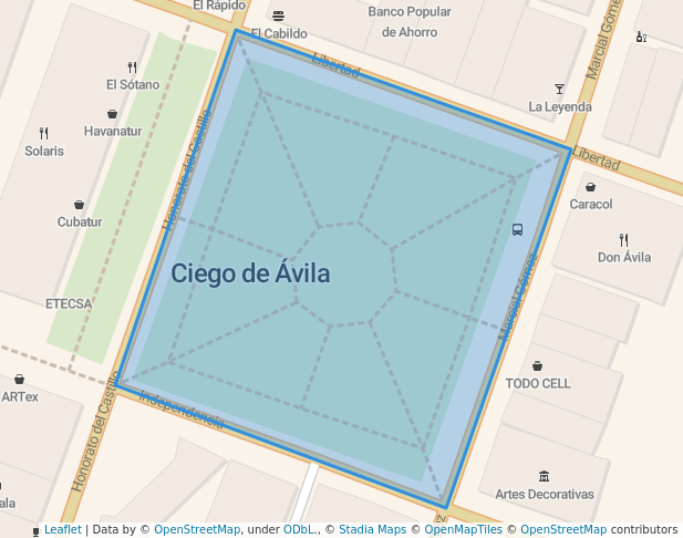 walking in Parque Martì map in Ciego de Ávila