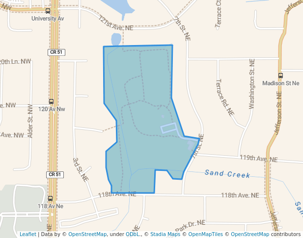 walking in Happy Acres Park map in Blaine