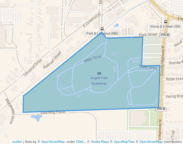 walking in Angell Park map in Sun Prairie