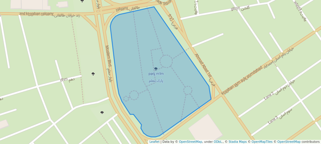 walking in پارک معلم map in Abadan