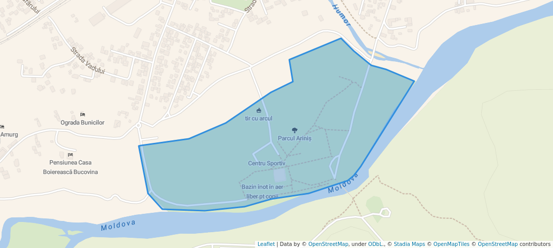 walking in Parcul Ariniș map in Gura Humorului