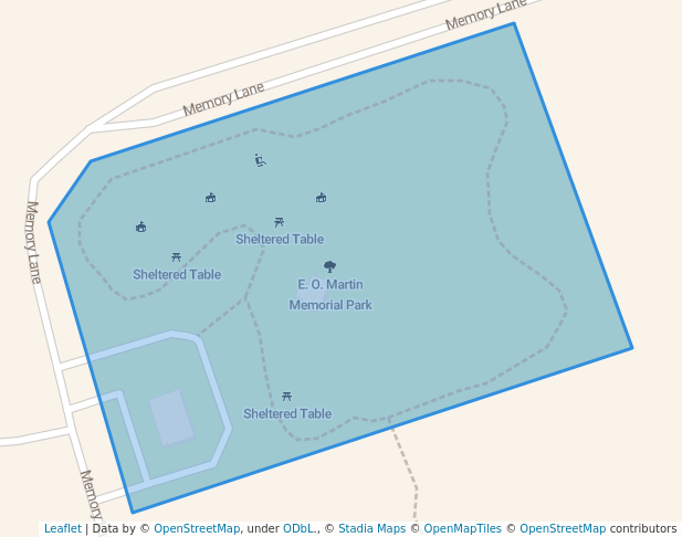 walking in E. O. Martin Memorial Park map in Brady