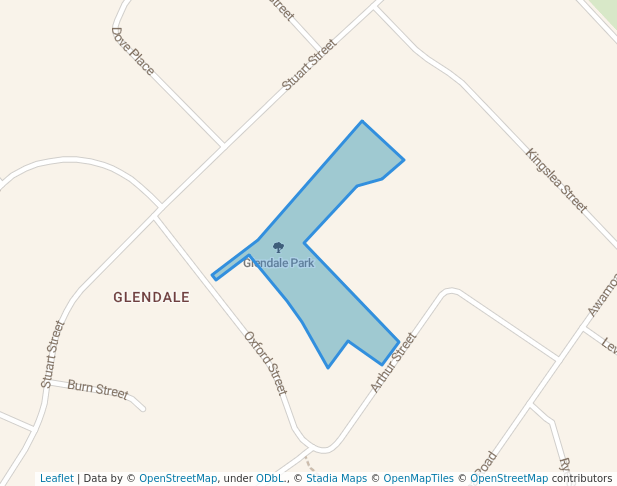 walking in Glendale Park map in Oamaru