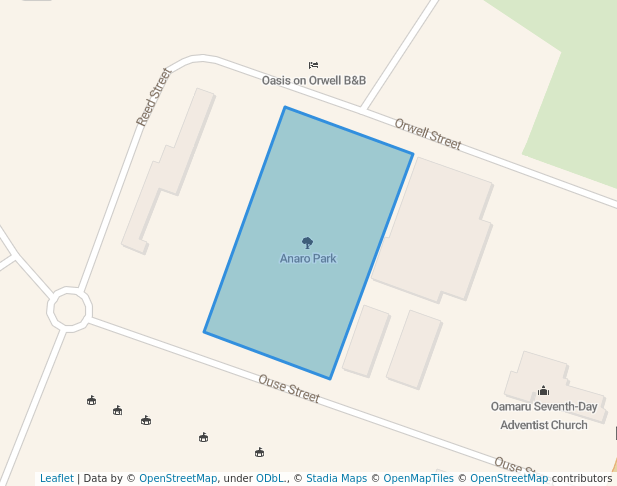 walking in Anaro Park map in Oamaru