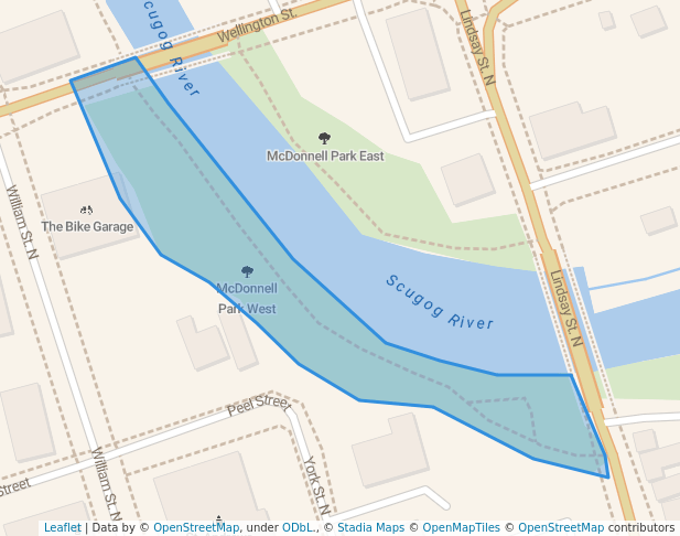 walking in McDonnell Park West map in Kawartha Lakes