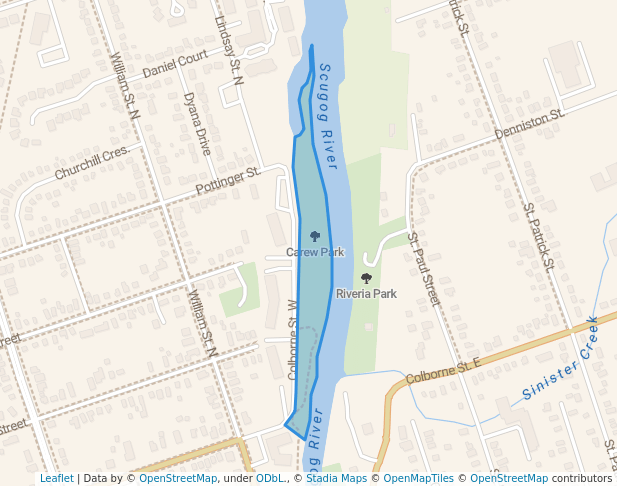 walking in Carew Park map in Kawartha Lakes