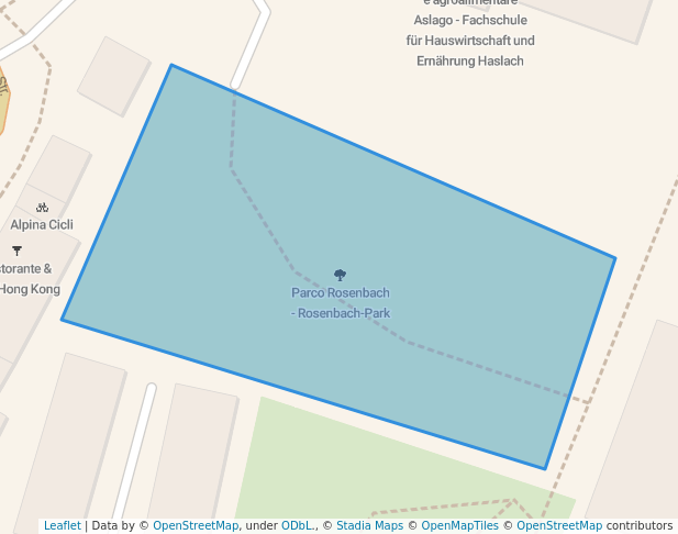walking in Parco Rosenbach - Rosenbach-Park map in Bolzano