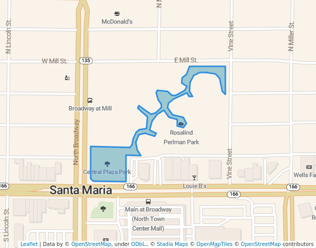 walking in Rosalind Perlman Park map in Santa Maria