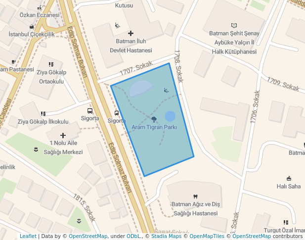 walking in Aram Tigran Parkı map in Batman