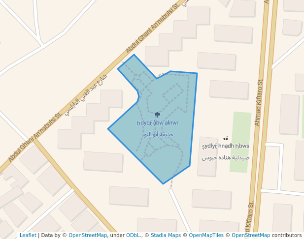 walking in حديقة أبو النور map in Damascus