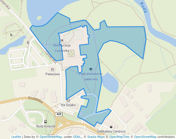 Park klasztorno-pałacowy in Rudy | Map and Routes