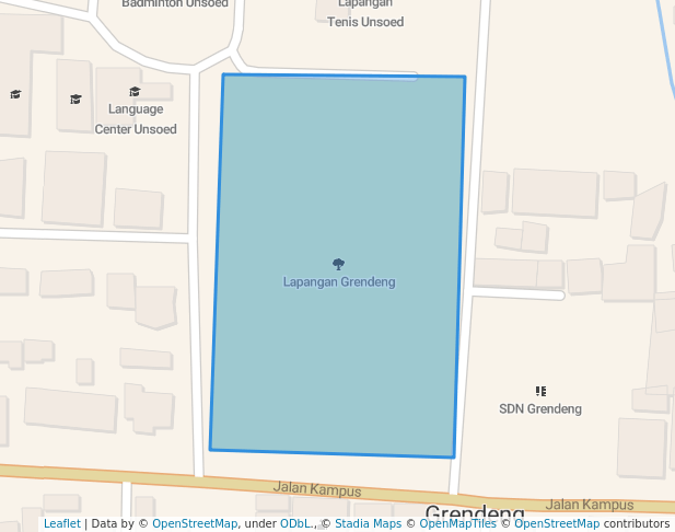 walking in Lapangan Grendeng map in Purwokerto