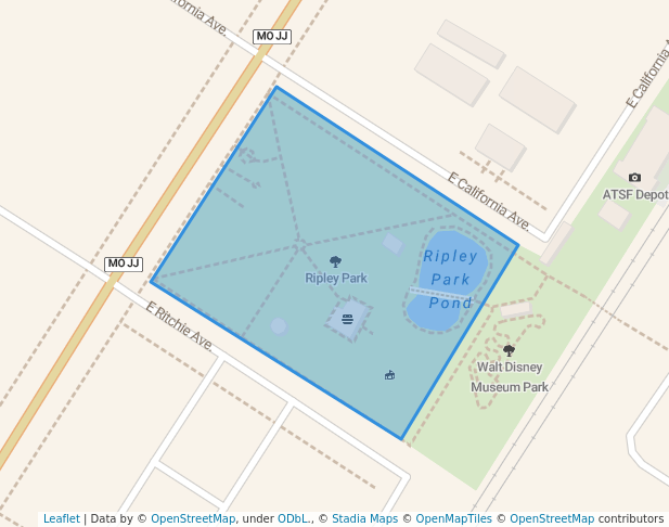 walking in Ripley Park map in Marceline