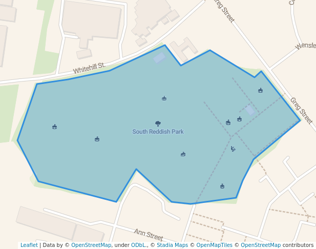 walking in South Reddish Park map in Stockport