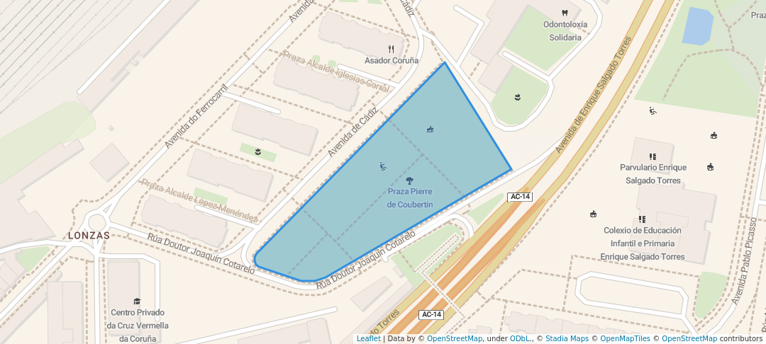 walking in Praza Pierre de Coubertín map in A Coruña
