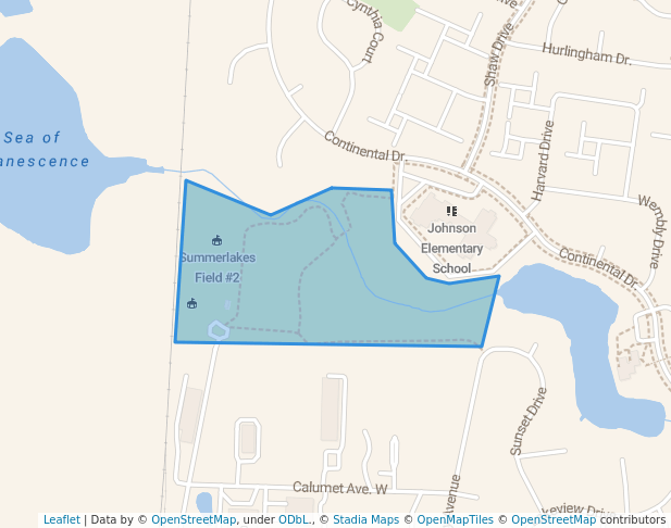 walking in Summerlakes Park map in Warrenville