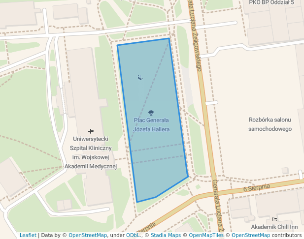 walking in Plac Generała Józefa Hallera map in Łódź