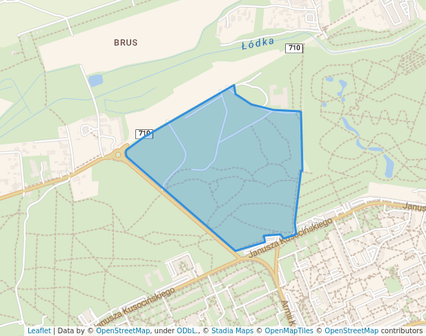 walking in Łódzkie Błonia map in Łódź