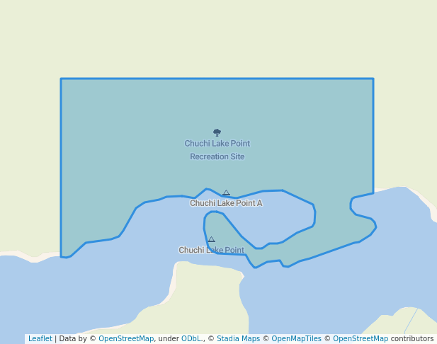 Chuchi Lake Point Recreation Site in Manson Creek | Map and Routes
