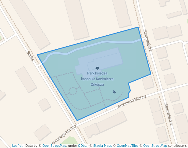 walking in Park księdza kanonika Kazimierza Orkusza map in Gdańsk