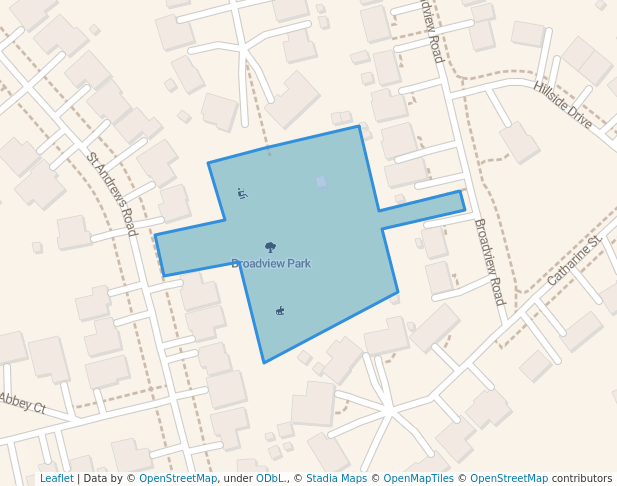 walking in Broadview Park map in Woodstock