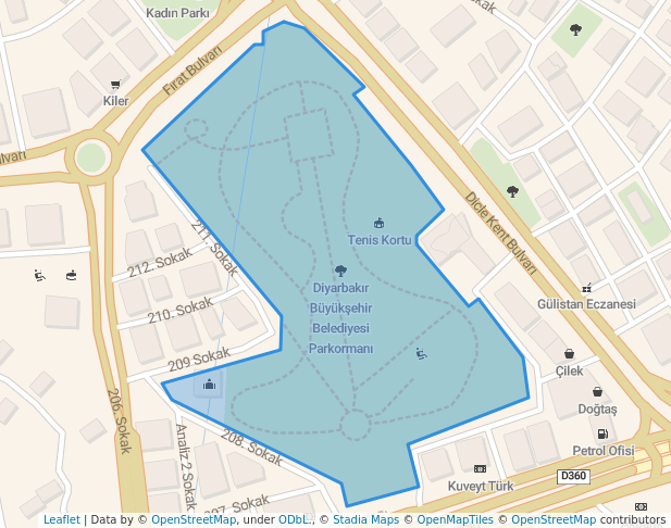 walking in Diyarbakır Büyükşehir Belediyesi Parkormanı map in Diyarbakır