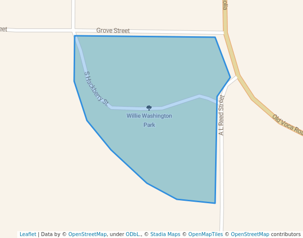 walking in Willie Washington Park map in Brady