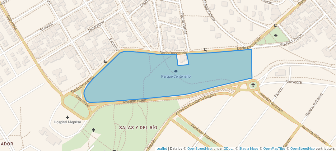 walking in Parque Centenario map in Caleta Olivia