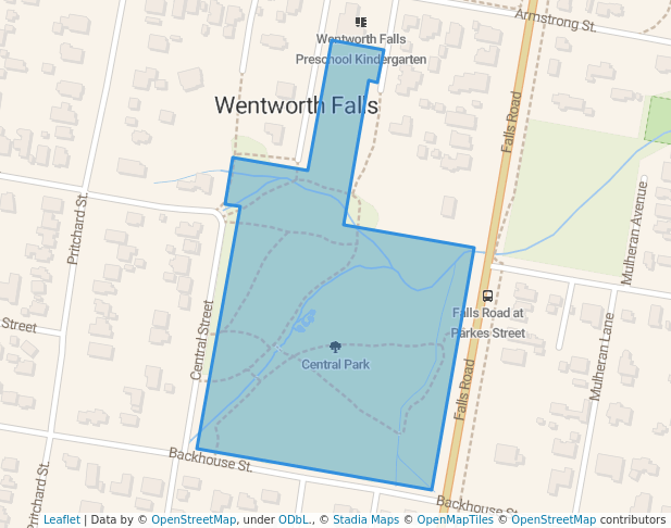 walking in Central Park map in Wentworth Falls