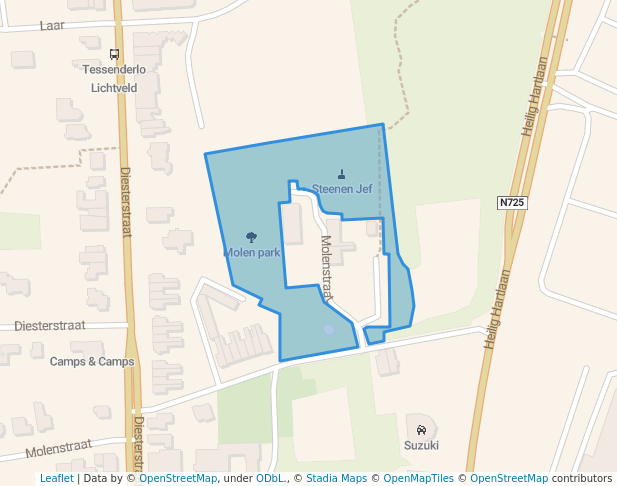 walking in Molen park map in Tessenderlo