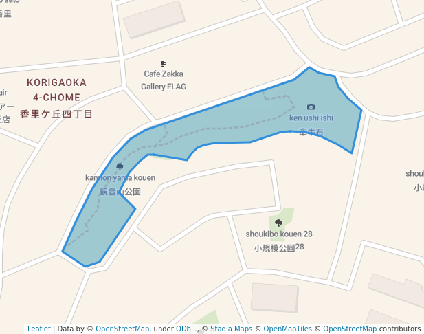 walking in 観音山公園 map in Hirakata