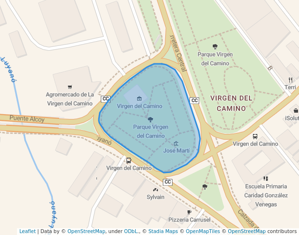 walking in Parque Virgen del Camino map in La Habana