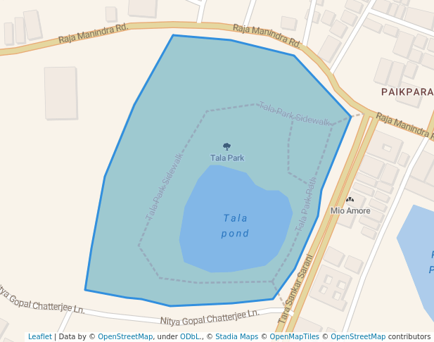 walking in Tala Park map in Kolkata