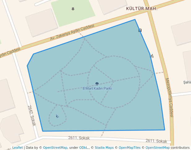 walking in 8 Mart Kadın Parkı map in Batman