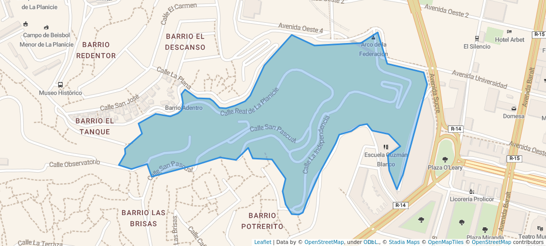 walking in Parque El Calvario map in Caracas