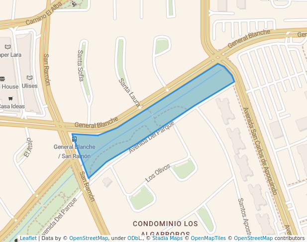 walking in Parque Quebrada Honda map in Las Condes