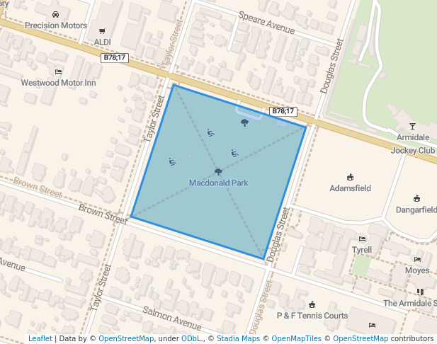 walking in Macdonald Park map in Armidale