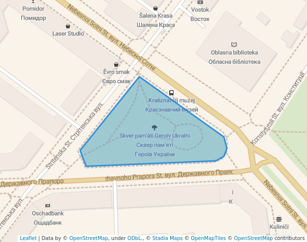 walking in Мініпарк пам'яті небесної сотні map in Poltava