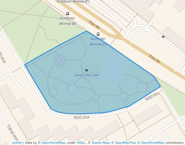 walking in János vitéz park map in Székesfehérvár