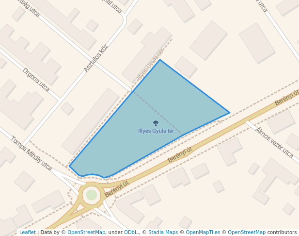 walking in Illyés Gyula tér map in Székesfehérvár