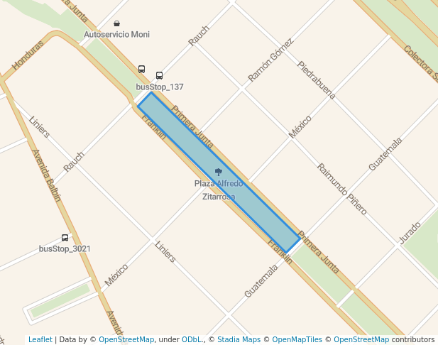 walking in Plaza Alfredo Zitarrosa map in Tandil