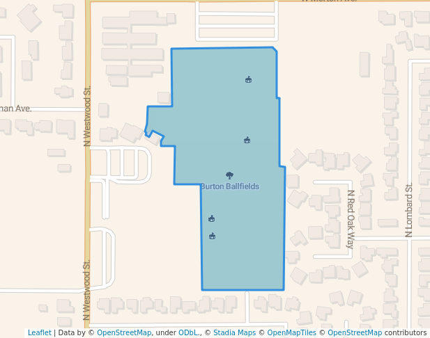walking in Burton Ballfields map in Porterville